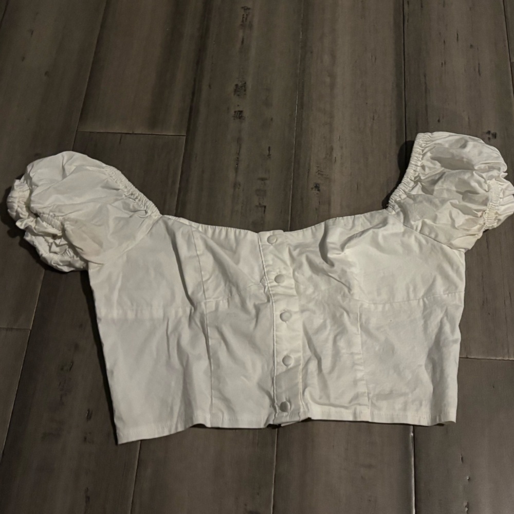 White Puff Sleeve Women's Top